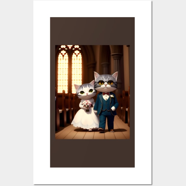 Cats Getting Married - Modern Digital Art Wall Art by Ai-michiart